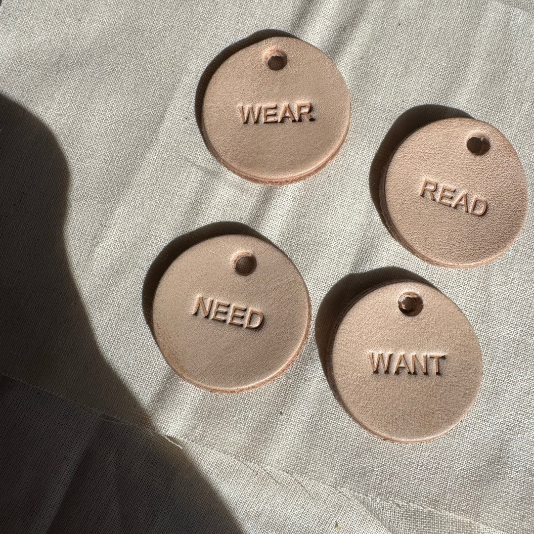 WANT, NEED, WEAR, READ PACK - LEATHER LABEL TAGS