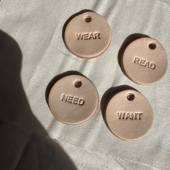 WANT, NEED, WEAR, READ PACK - LEATHER LABEL TAGS